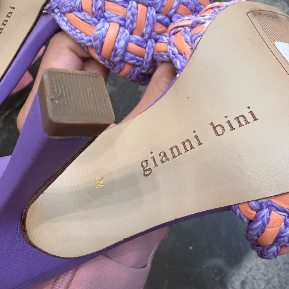 Gianni Bini Purple and Orange Braided Slide Heels - Picture 4 of 5